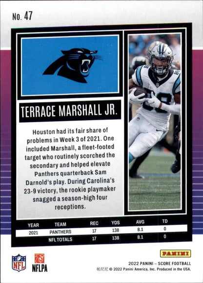 2022 Panini Score Terrace Marshall Jr. Carolina Panthers NFL Football Card #47