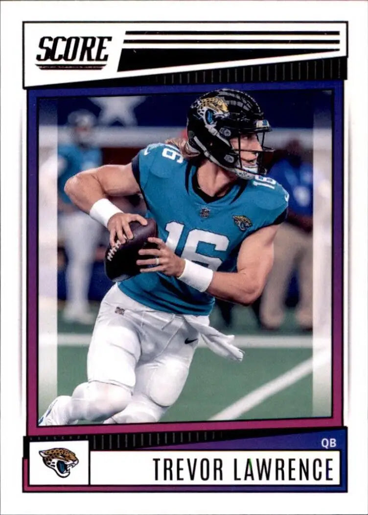 Trevor Lawrence football card from 2022 Panini Score featuring Jacksonville Jaguars