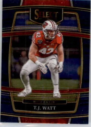 T.J. Watt football card from 2022 Panini Select Draft Picks in Near Mint condition