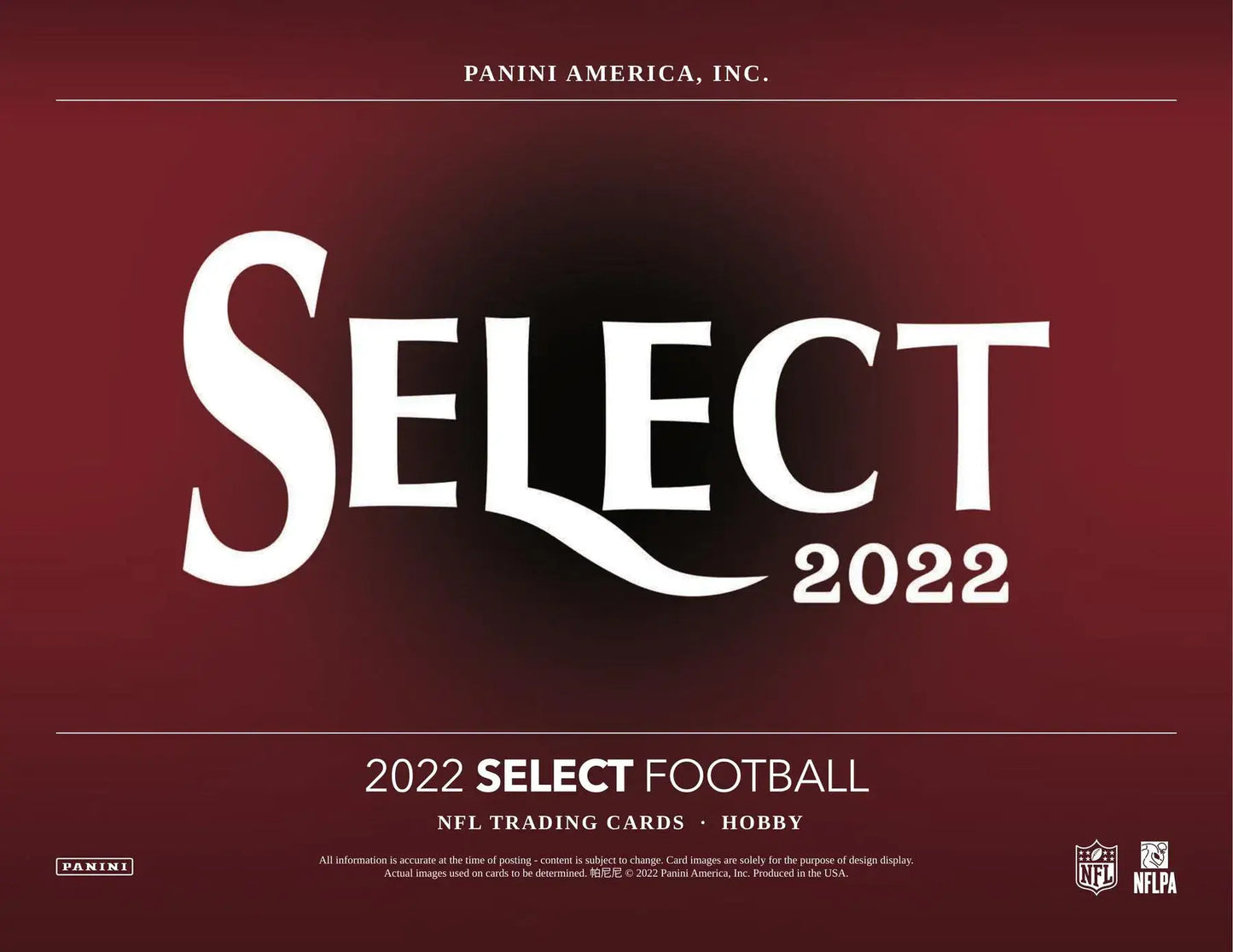 Panini Select 2022 NFL Football Hobby Box featuring Jumbo Rookie and Prizm Max logo