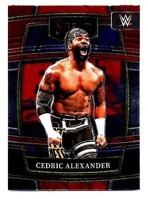 Cedric Alexander wrestling card from 2022 Panini Select WWE Red Blue Concourse