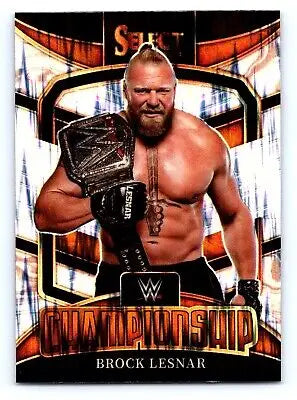 Brock Lesnar Championship card from 2022 Panini Select WWE #8 Flash Prizm