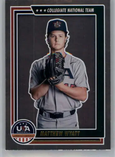 Baseball card of Matthew Wyatt from Panini Stars and Stripes Longevity Retail series