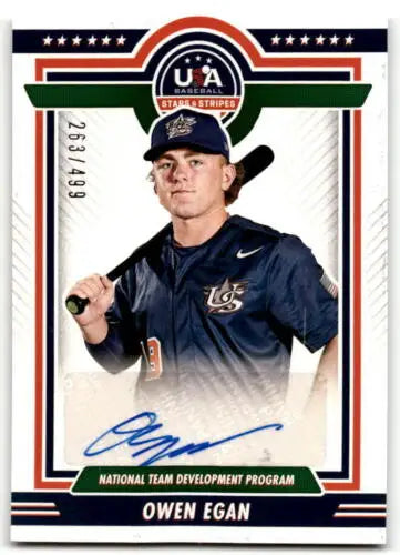 Owen Egan baseball card from 2022 Panini Stars and Strips National Team Development Program