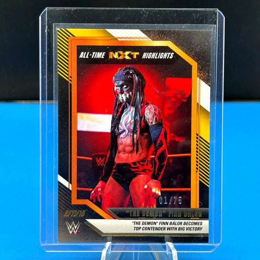 WWE NXT trading card of The Demon Finn Balor in red lighting by Panini WWE NXT