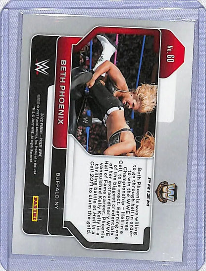 WWE Prizm trading card featuring Beth Phoenix in intense in-ring action shot