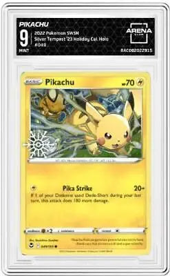 Graded Pokémon TCG Pikachu card from 2022 Pokémon TCG Silver Tempest Holiday Calendar