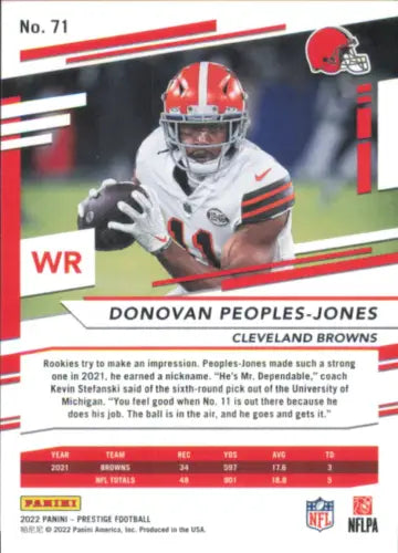 Donovan Peoples-Jones 2022 Prestige Xtra Points Diamond Football Card for Browns