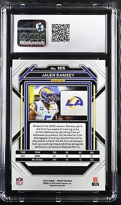 Graded 2022 Prizm Jalen Ramsey #165 Football Card CGC 9 for collectors and fans