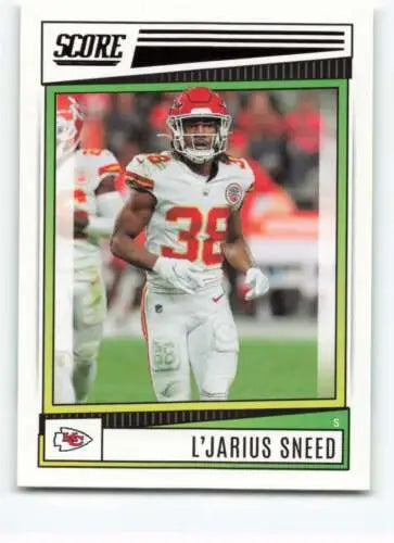 L’Jarius Sneed NM-MT football card from 2022 Score with original gloss, Chiefs ID:48573