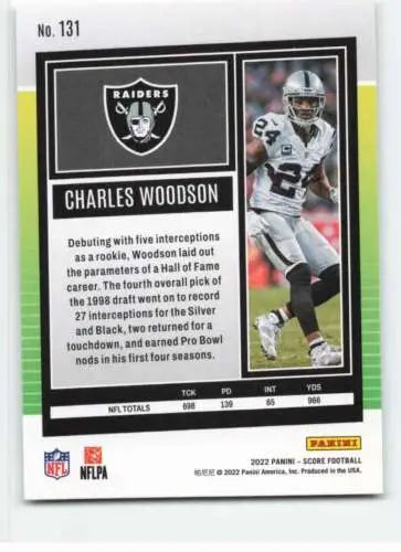 Charles Woodson 2022 Score #131 NM-MT Raiders original gloss collectible card