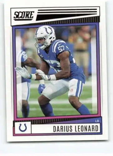 Shaquille Darius Leonard football card from 2022 Score, featuring original gloss finish