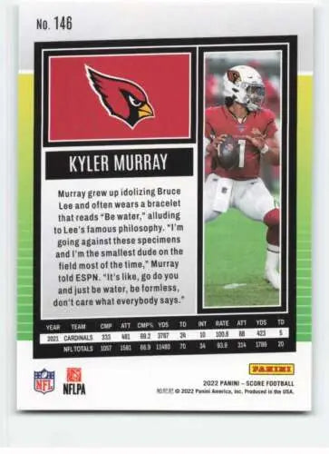 Kyler Murray football card 2022 Score #146 NM-MT original gloss Simply Sandoval