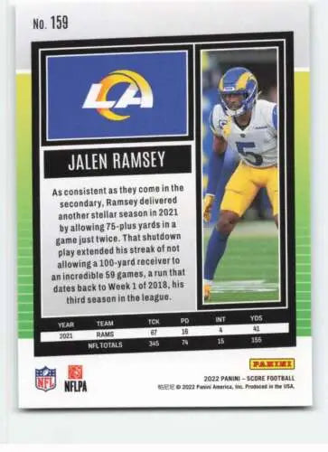 Jalen Ramsey football card 2022 Score #159 original gloss by Simply Sandoval