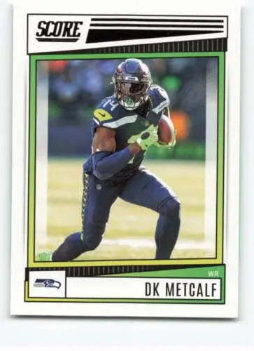 2022 Score #172 DK Metcalf NM-MT Seahawks football card with original gloss on display