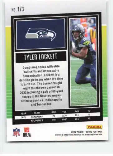 Tyler Lockett football card 2022 Score #173 original gloss Simply Sandoval Seahawks