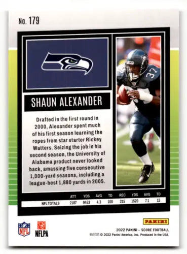 Shaun Alexander football card 2022 Score #179 with original gloss NM Seahawks