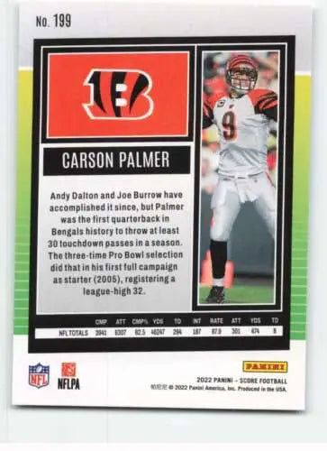 Carson Palmer football card 2022 Score #199 NM-MT original gloss Simply Sandoval