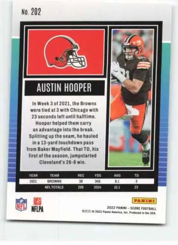 Austin Hooper football card with original gloss from 2022 Score NM-MT Browns