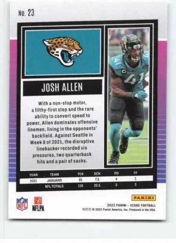 2022 Score #23 Josh Allen Football Card with original gloss from Simply Sandoval