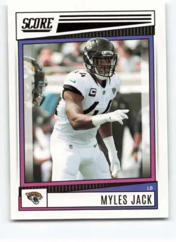 2022 Score #24 Myles Jack NM-MT football card featuring original gloss quality