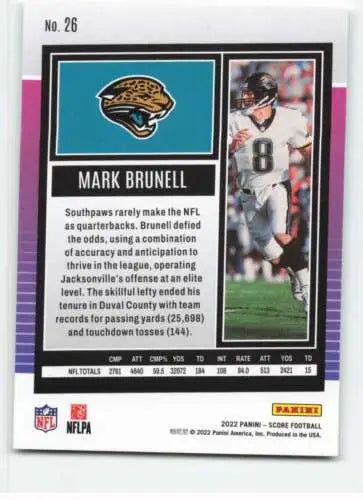 Mark Brunell football card 2022 Score #26 original gloss Jaguars Simply Sandoval ID:46649