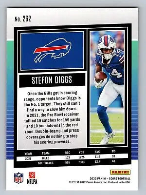 Stefon Diggs Gold football card from 2022 Score #262 for flat rate collectors