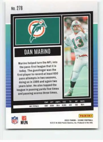 Dan Marino football card 2022 Score #278 original gloss NM-MT Dolphins Simply Sandoval