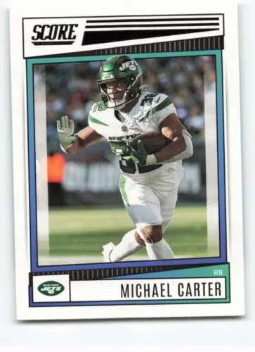 Michael Carter football card in original gloss from 2022 Score by Simply Sandoval