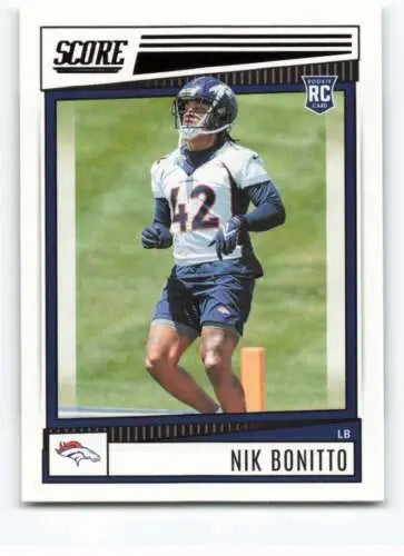 Nik Bonitto 2022 Score #317 NM-MT RC Rookie Card with original gloss, Broncos