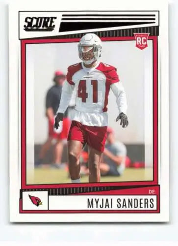 Myjai Sanders rookie football card from 2022 Score features original gloss finish