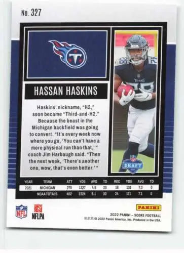 Hassan Haskins football card featuring original gloss from 2022 Score rookie set