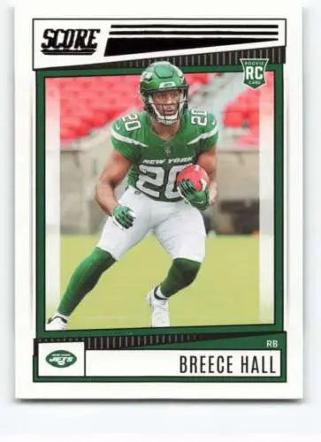 Breece Hall rookie football card 2022 Score NM-MT with original gloss Simply Sandoval