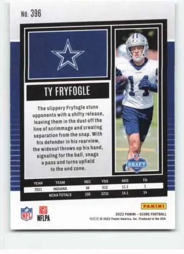 Ty Fryfogle 2022 Score NM-MT RC Rookie Football Card with original gloss finishes