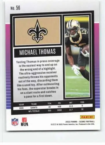 Michael Thomas football card 2022 Score NM-MT original gloss Simply Sandoval ID:46640