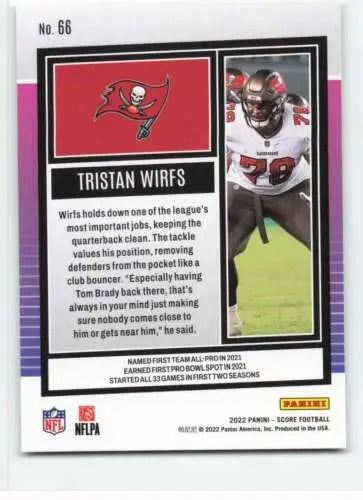 Tristan Wirfs 2022 Score #66 football card in original gloss, Simply Sandoval