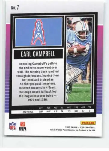 Earl Campbell football card 2022 Score #7 original gloss NM-MT Oilers memorabilia