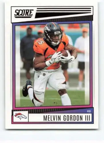 2022 Score #80 Melvin Gordon III football card with original gloss and NM-MT condition