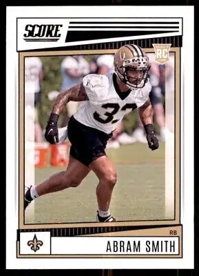 Football card of Abram Smith from the 2022 Score Rookie series, New Orleans Saints