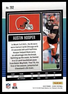 Austin Hooper football card 2022 Score Cleveland Browns #202 text-align center display