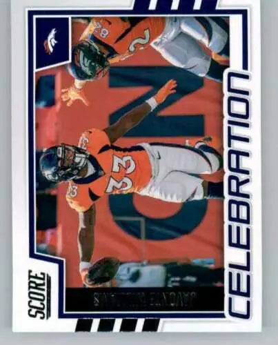 Football trading card featuring Score Celebration Javonte Williams in original gloss finish