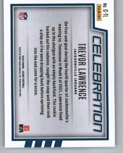 Trevor Lawrence football card 2022 Score Celebration original gloss NM-MT Jaguars