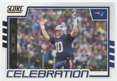 2022 Score Celebration Mac Jones football card with original gloss, Patriots ID:46339