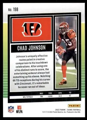 Chad Johnson football card 2022 Score Cincinnati Bengals #198 text-align center