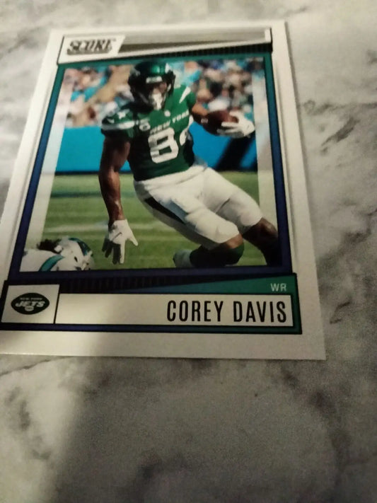 Corey Davis trading card from 2022 Score featuring New York Jets design