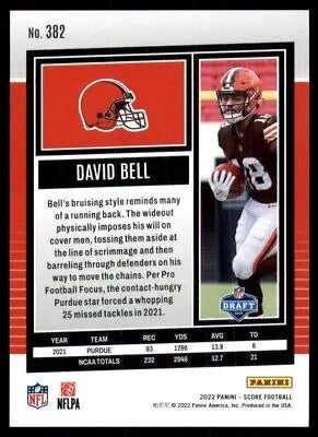 David Bell football card from 2022 Score, rookie of Cleveland Browns #382