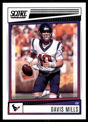 Davis Mills football card for 2022 Score Houston Texans #3, text-align center, line-height normal