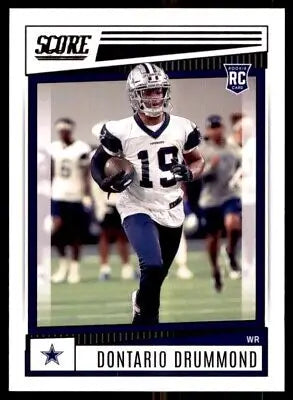 Dontario Drummond Rookie Dallas Cowboys trading card 2022 Score #399 displayed prominently