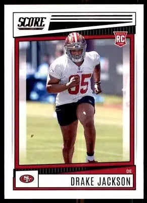 Drake Jackson rookie card from 2022 Score San Francisco 49ers centered display