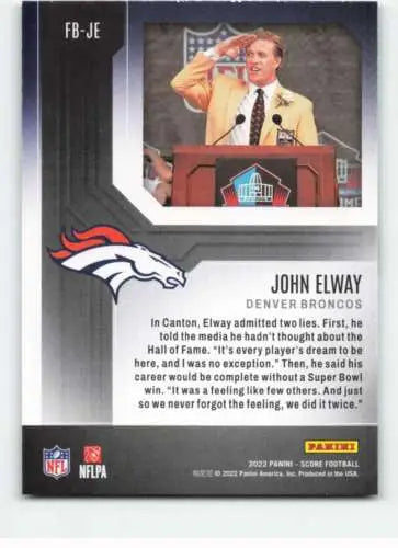 John Elway football card in Original Gloss from 2022 Score First Ballot collection